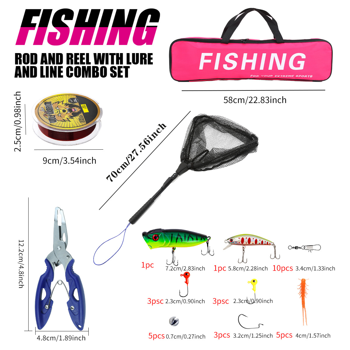Fishing Pole Set Full Kits Wit - огляд і ціна Fishing Rod Spinning
