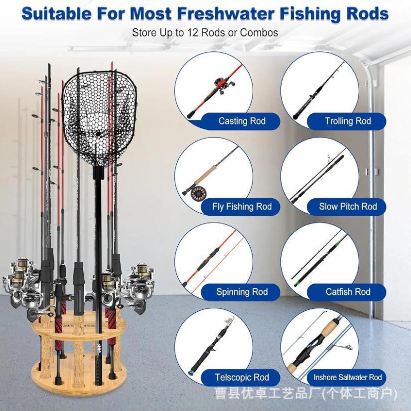 Round Solid Wood Fishing Rod S - огляд і ціна Fishing Rod Rack